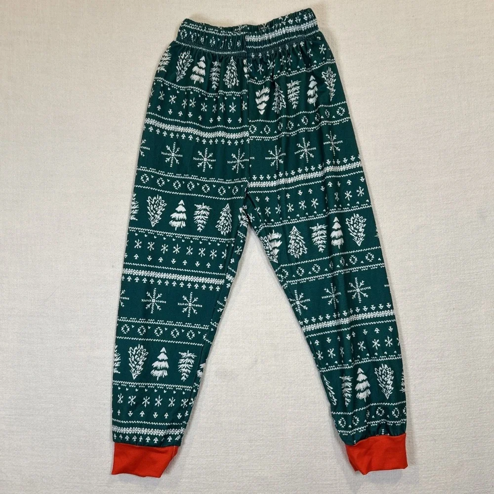 Kids Christmas Pajama Set Green Red Christmas Tree Holiday Snowflake 7T